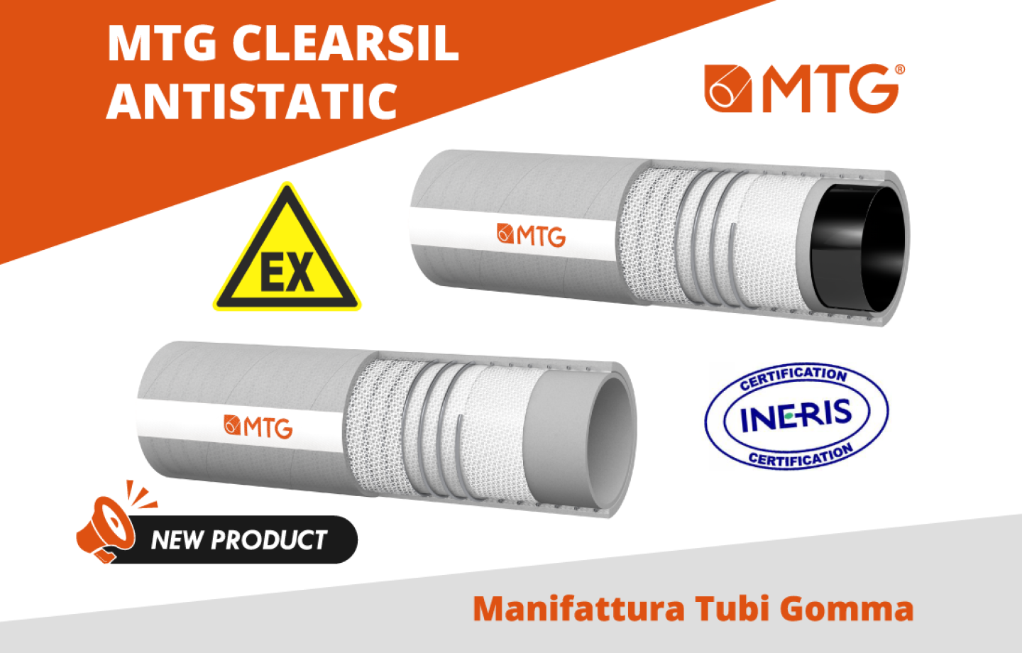 MTG CLEARSIL/ANTISTATIC: ATEX Hoses for the Food, Cosmetic and